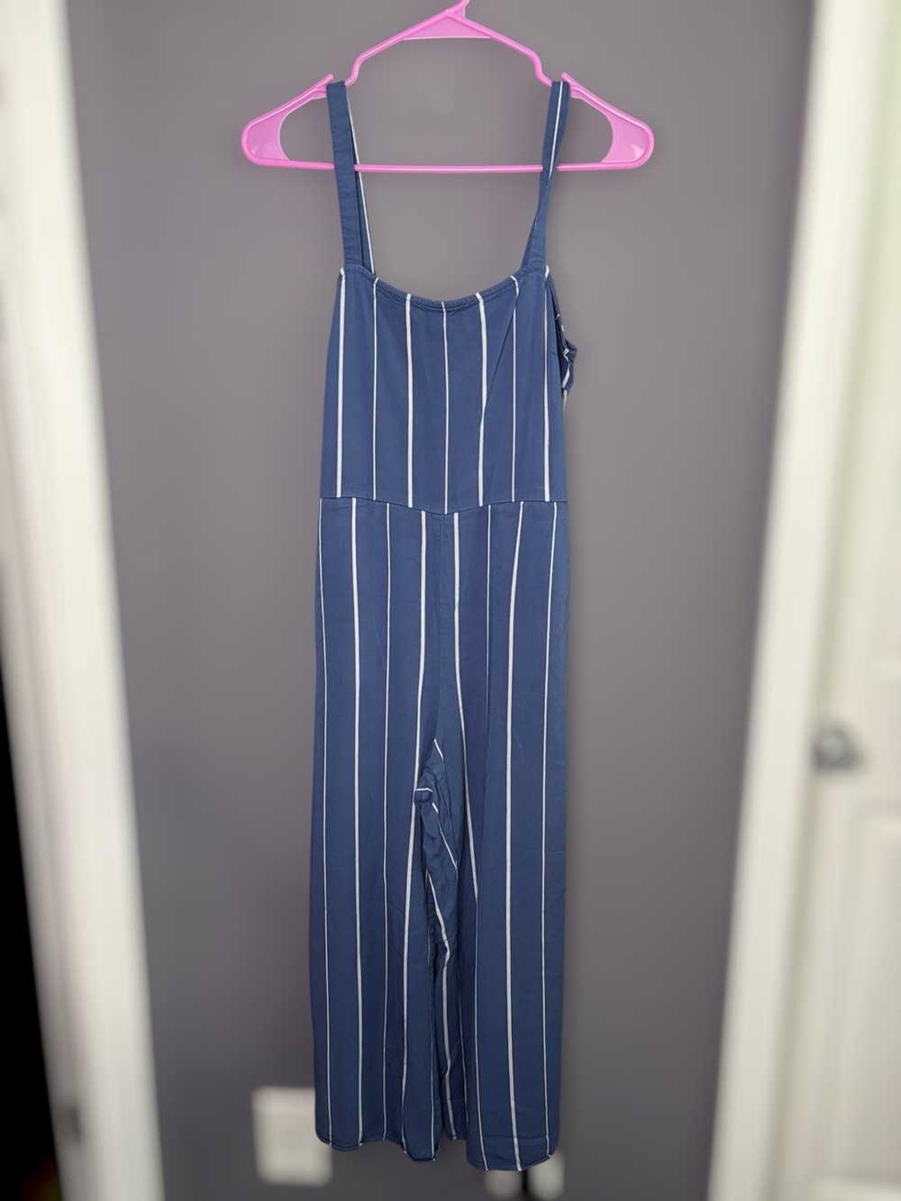 GAP Blue White Vertical Stripe Wide Leg Jumpsuit 2